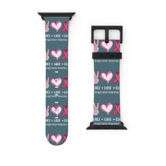 Discover Peace Love Cure Breast Cancer Awareness Watch Bands For Apple Watch