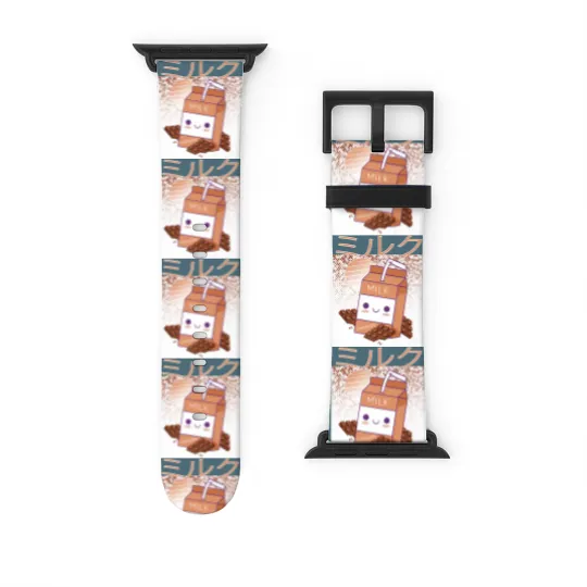 Discover Retro 90s Japanese Kawaii Chocolate Milk Shake Carton Watch Bands For Apple Watch