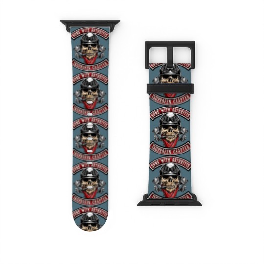 Discover Sons With Arthritis Ibuprofen Chapter Funny Biker Skull Watch Bands For Apple Watch