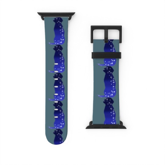 Discover Cosmic dog silhouette in blue with stars Watch Bands For Apple Watch
