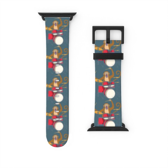 Discover Monkey Playing Drums Drummer Band The Animal Watch Bands For Apple Watch