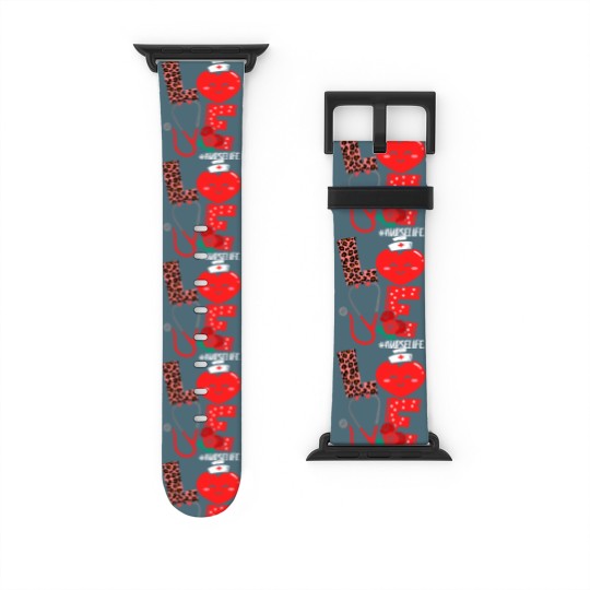 Discover Love Heart Stethoscope Nurse Life Valentine Day 2022 Women Watch Bands For Apple Watch