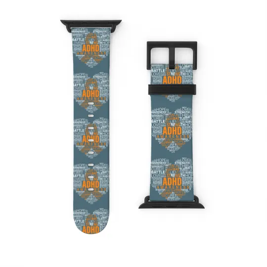 Discover ADHD awareness words cloud heart support proud ADHD warrior Watch Bands For Apple Watch