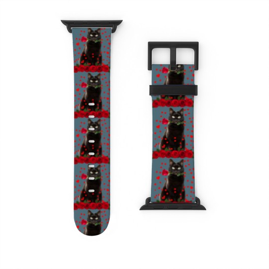 Discover Black Cat Valentines Day Teenager Watch Bands For Apple Watch