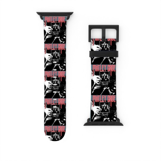 Discover Vintage 2000's Original Motley Crue Rock Band Concert Too Fast For Love Tour Black & Red Watch Bands For Apple Watch