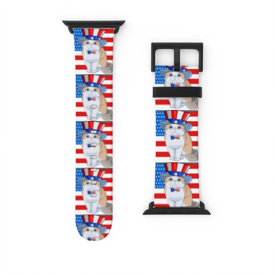 Discover Exotic Shorthair Cat 4th of July - Exotic Cat - Watch Bands For Apple Watch