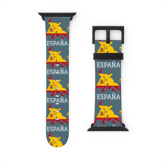 Discover Spain Spanish Flag Souvenir Toro España Bull Silhouette - Spanish Spain Flag Souvenir Bull S - Watch Bands For Apple Watch