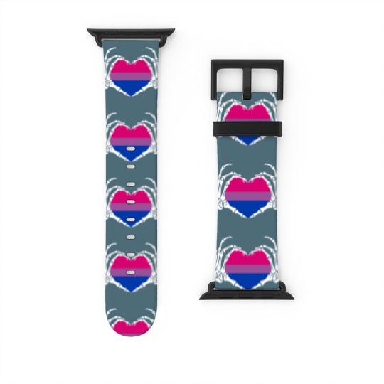 Discover Skeleton Hand Heart Bisexual Funny Halloween Watch Bands For Apple Watch