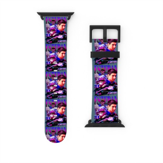 Discover Esteban Ocon Watch Bands For Apple Watch Driver Racing Championship Formula Racing Watch Bands For Apple Watch French Vintage Design 90s Graphic Watch Bands For Apple Watch
