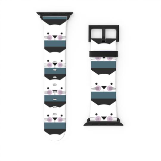 Discover Peek-a-Boo Kitty, Black and White with Lavender Cheeks - Cats - Watch Bands For Apple Watch