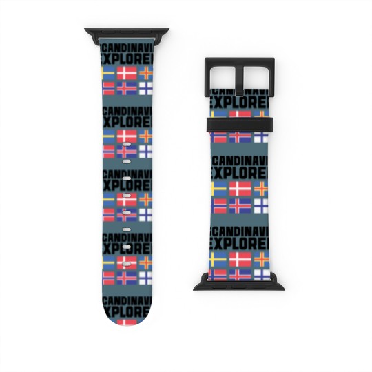 Discover Scandinavia Explorer Flags Iceland Sweden Norway Watch Bands For Apple Watch
