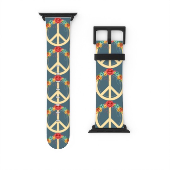 Discover Floral Peace Symbol Hippie Lover Peace Sign Watch Bands For Apple Watch