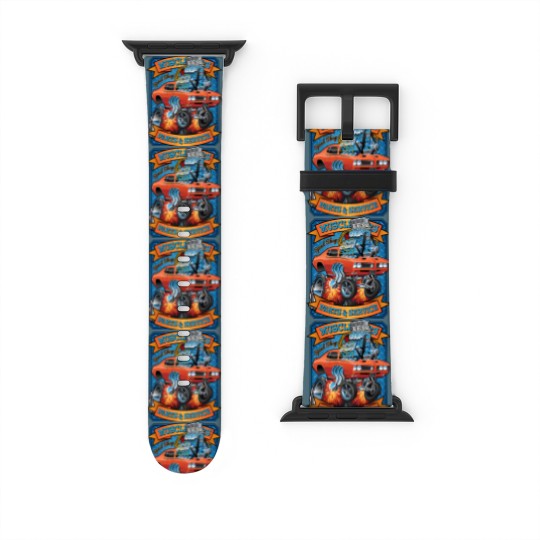 Discover Classic Sixties Muscle Car Parts & Service Cartoon - Muscle Car - Watch Bands For Apple Watch