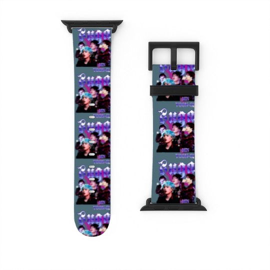 Discover Retro Suga BTS Unisex Black Watch Bands For Apple Watch