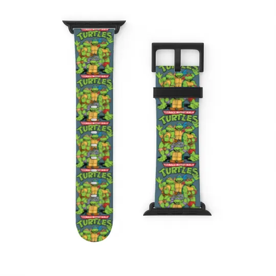 Discover Retro Teenage Mutant Ninja Turtles Watch Bands For Apple Watch, Funny Turtle Watch Bands For Apple Watch