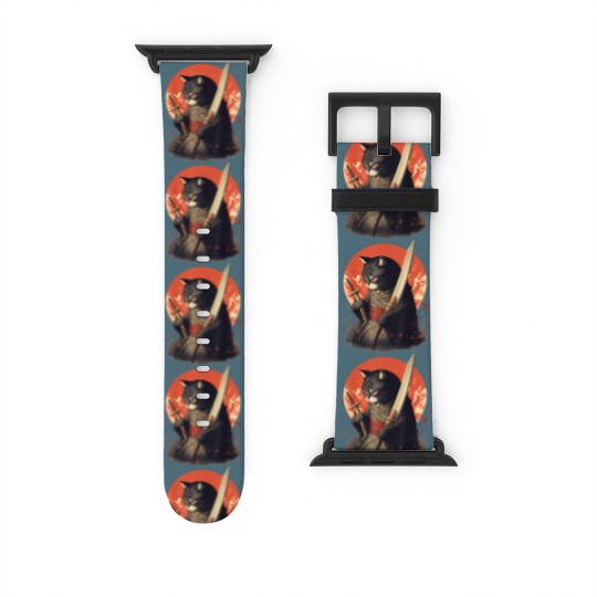 Discover Retro Japanese Samurai Ninja Cat Watch Bands For Apple Watch, Ninja Cat Watch Bands For Apple Watch
