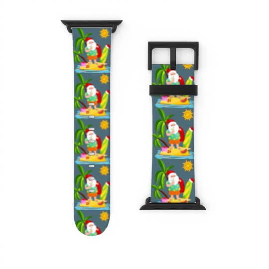 Discover Santa Surfing Christmas in July Summer Surf Gift Watch Bands For Apple Watch