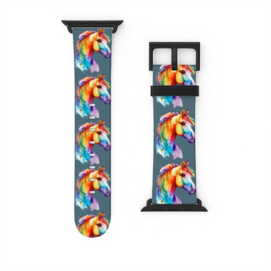 Discover Watercolor Horse Pony Colorful Pet Ponys Lover Watch Bands For Apple Watch