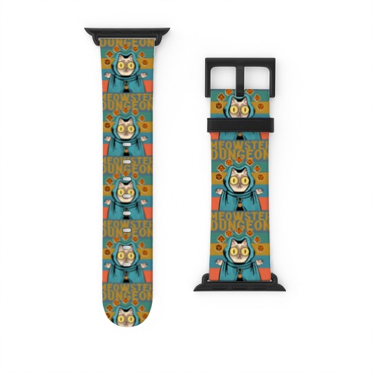 Discover Dungeon Meowster Funny Nerdy-Gamer Cat-D20 Dice RPG Dungeons and Dragons Watch Bands For Apple Watch