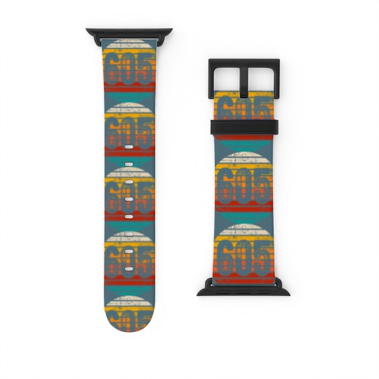 Discover Distressed Vintage Sunset 605 Area Code Watch Bands For Apple Watch