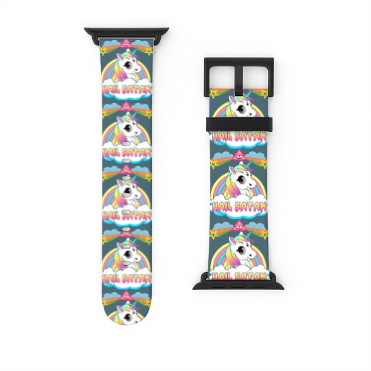 Discover Hail Satan Unicorn Rainbow Painting Drawing Design Watch Bands For Apple Watch