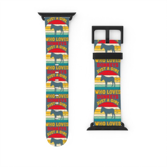 Discover Just A Girl Who Loves Donkeys Retro Sunset Donkey Lovers Watch Bands For Apple Watch