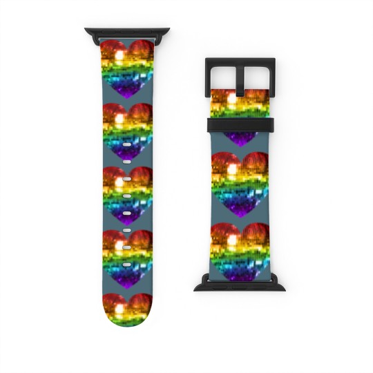 Discover Rainbow Disco Ball Heart  Classic Watch Bands For Apple Watch