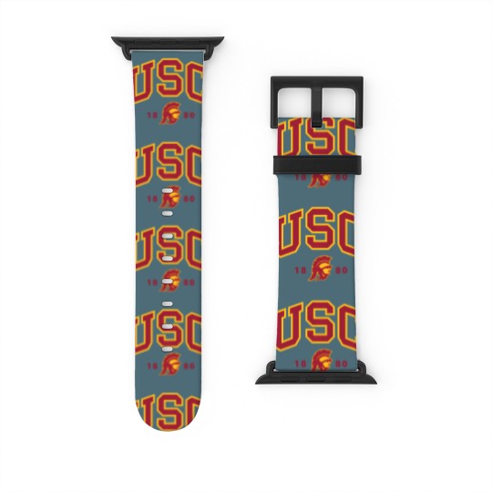 Discover usc curved block logo with cardinal gold trojan 1880 sweat Watch Bands For Apple Watch