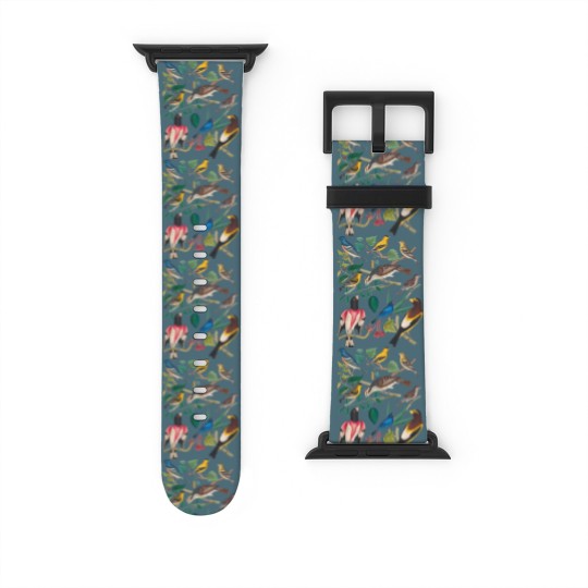 Discover Vintage Botanical Bird, Colorful Birds Short Sleeve Watch Bands For Apple Watch