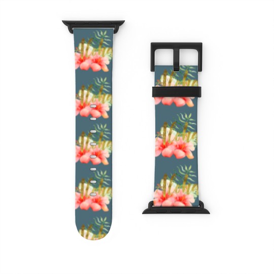 Discover Tropical Leaves Hibiscus Floral Watercolor Aloha Watch Bands For Apple Watch