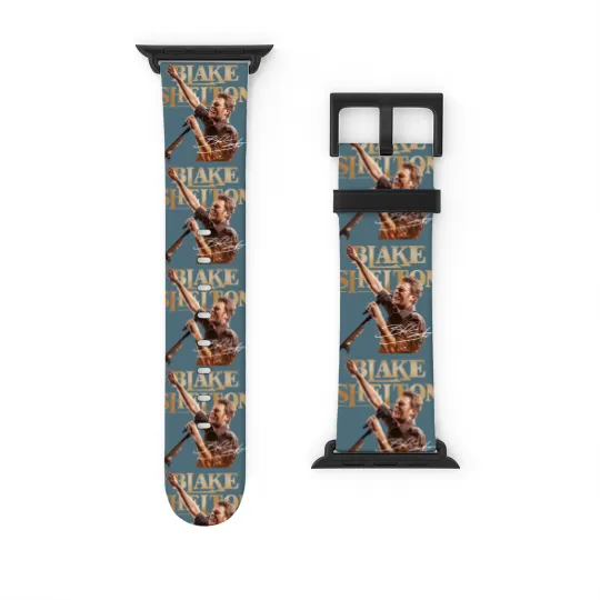 Discover Graphic Black Shelton Watch Bands For Apple Watch, Blake Shelton 2025 Fan Gift, Blake Shelton Tour Merch, Blake Shelton Country Music Fan Watch Bands For Apple Watch