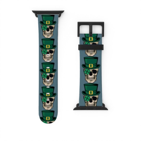 Discover Skull St Patrick's Day Watch Bands For Apple Watch, Horror St Patrick's Day Watch Bands For Apple Watch, Lucky Irish Watch Bands For Apple Watch, Shamrock Watch Bands For Apple Watch