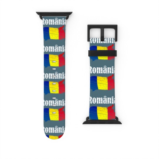 Discover Romania Romanian Flag Vintage Graphic Romania Love Watch Bands For Apple Watch
