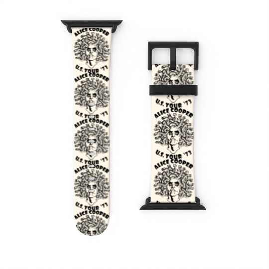 Discover Alice Cooper Men's Watch Bands For Apple Watch, Medusa USA Tour 1973 Cover White Graphic Watch Bands For Apple Watch