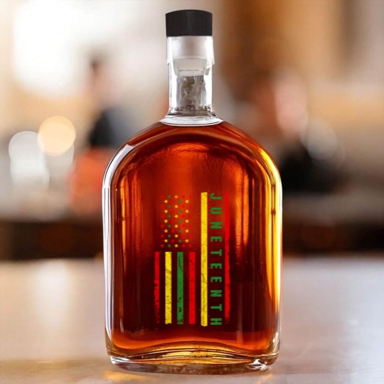 Discover Juneteenth American Flag Emancipation Melanin Black Pride Whiskey Bottles