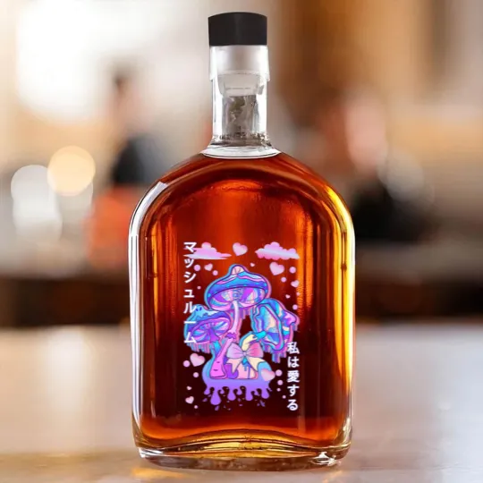 Discover Pastel Goth Mushroom Japan Kanji Whiskey Bottles