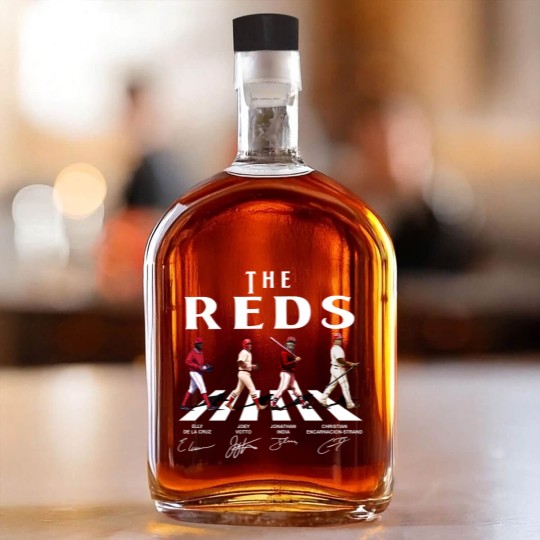 Discover Reds Walking Abbey Road Signatures Baseball Whiskey Bottles, Elly De La Cruz, Votto, Jonathan India