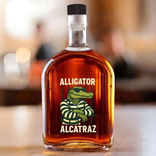 Discover Alligator Alcatraz Whiskey Bottles Comfort Colors, Funny Gator Whiskey Bottles, Retro Unisex Graphic Whiskey Bottles
