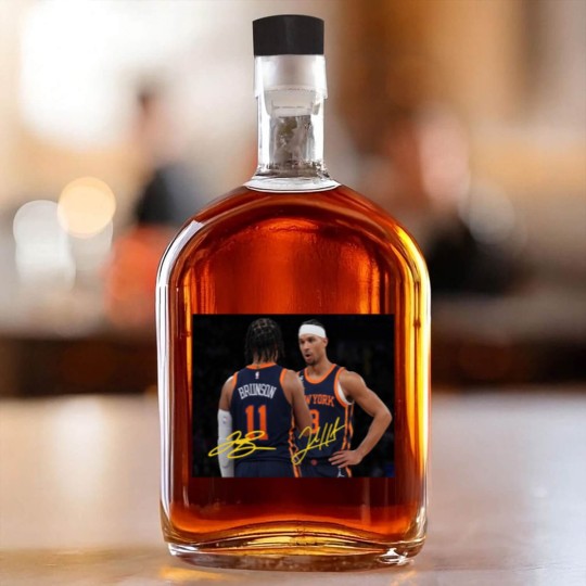 Discover Jalen Brunson and Josh Hart With Signature Vintage Whiskey Bottles, New York Basketball Retro 90s Whiskey Bottles