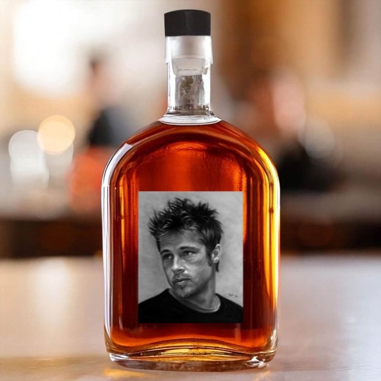 Discover Brad Pitt drawing Classic Unisex Whiskey Bottles