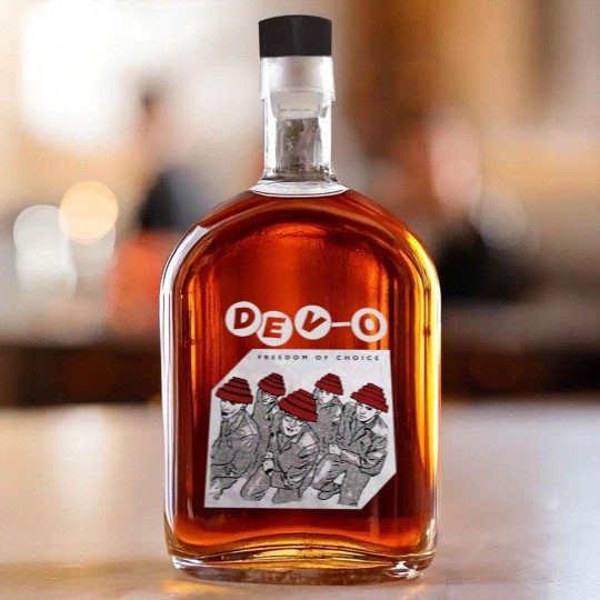 Discover Devo Band PREMIUM Whiskey Bottles, Devo Freedom and Choice Whiskey Bottles