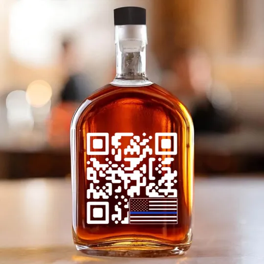 Discover BACK Print - Police Flag Trump Dance QR Code Comfort Colors Whiskey Bottles,  Republican Whiskey Bottles