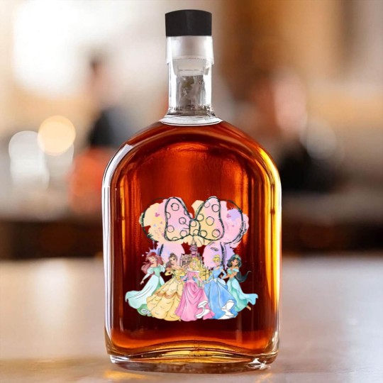 Discover Vintage Disneyyy Princess Squad Whiskey Bottles, Watercolor Castle Whiskey Bottles