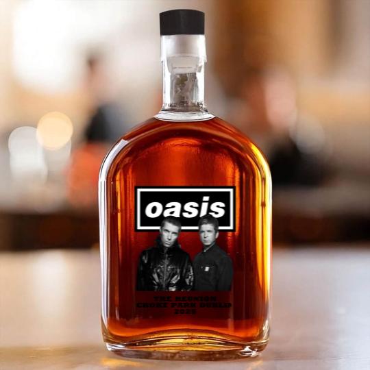 Discover Oasis Croke Park Dublin 2025 The Reunion graphic Whiskey Bottles