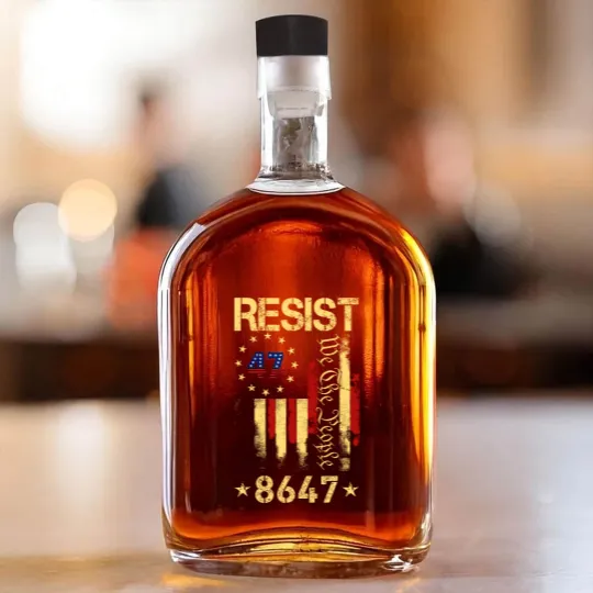Discover Anti Trump 8647 86 47 US Flag We The People Impeach 47 Unisex Whiskey Bottles