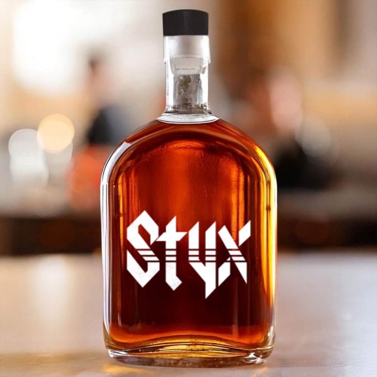 Discover Styxs White Logo Black Adult Whiskey Bottles