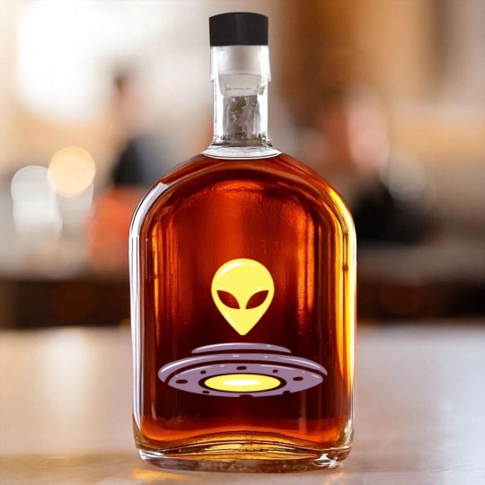 Discover Alien UFO motif alien head saucer design Whiskey Bottles
