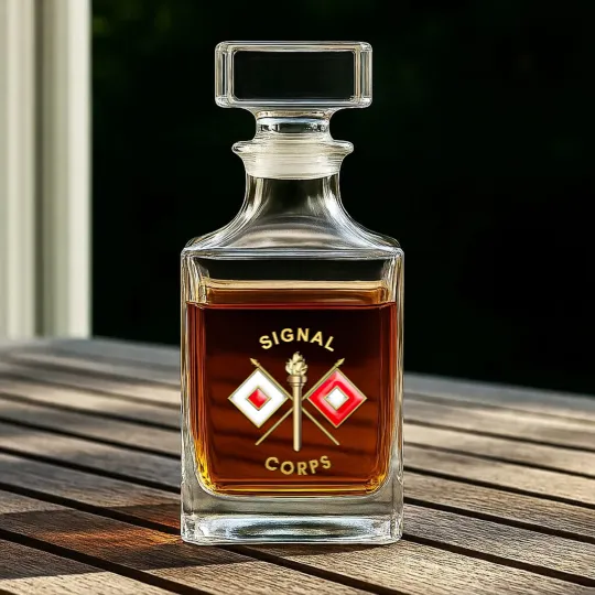 Discover Signal Corps Branch Insignia Whiskey Decanters