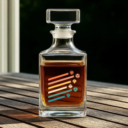 Discover Retro Minimalist Polyhedral Dice Set Tabletop RPG - Dungeons And Dragons - Whiskey Decanters