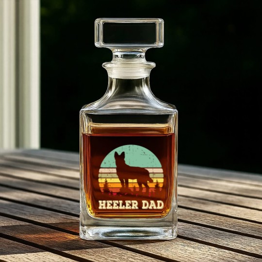 Discover Australian Cattle Dog Red Blue Pet Heeler Dad Cute Mens Gift Whiskey Decanters